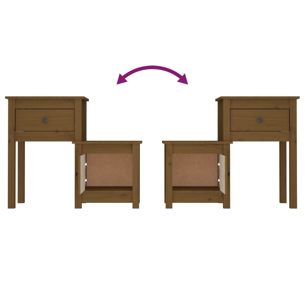 Nachtkastjes 2 st 79,5x38x65,5 cm grenenhout honingbruin MeubelReus