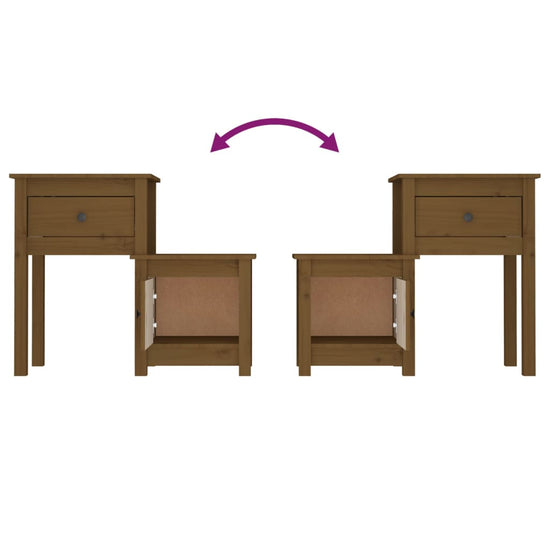 Nachtkastjes 2 st 79,5x38x65,5 cm grenenhout honingbruin MeubelReus