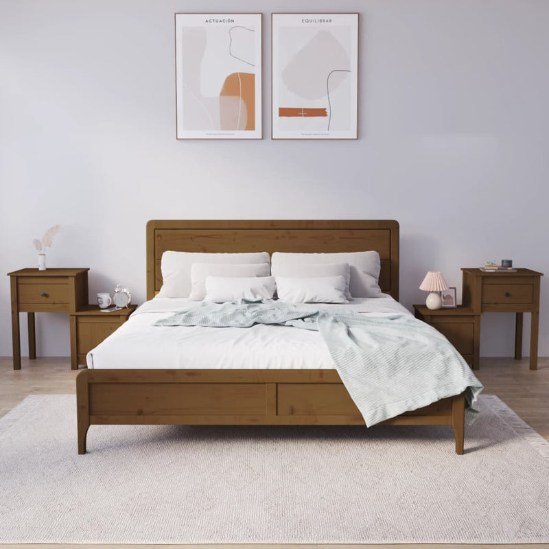 Nachtkastjes 2 st 79,5x38x65,5 cm grenenhout honingbruin MeubelReus