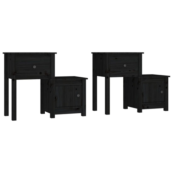 Nachtkastjes 2 st 79,5x38x65,5 cm massief grenenhout zwart MeubelReus