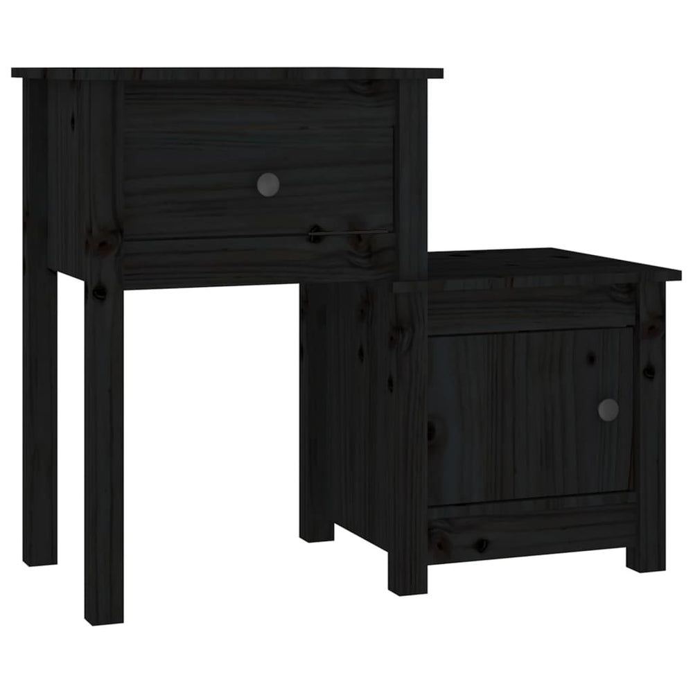 Nachtkastjes 2 st 79,5x38x65,5 cm massief grenenhout zwart MeubelReus