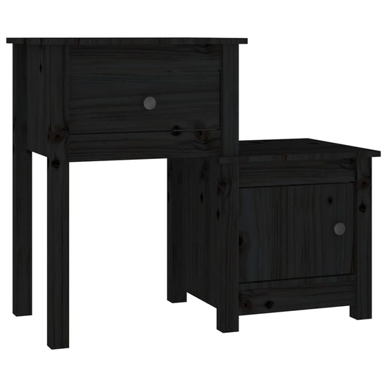 Nachtkastjes 2 st 79,5x38x65,5 cm massief grenenhout zwart MeubelReus
