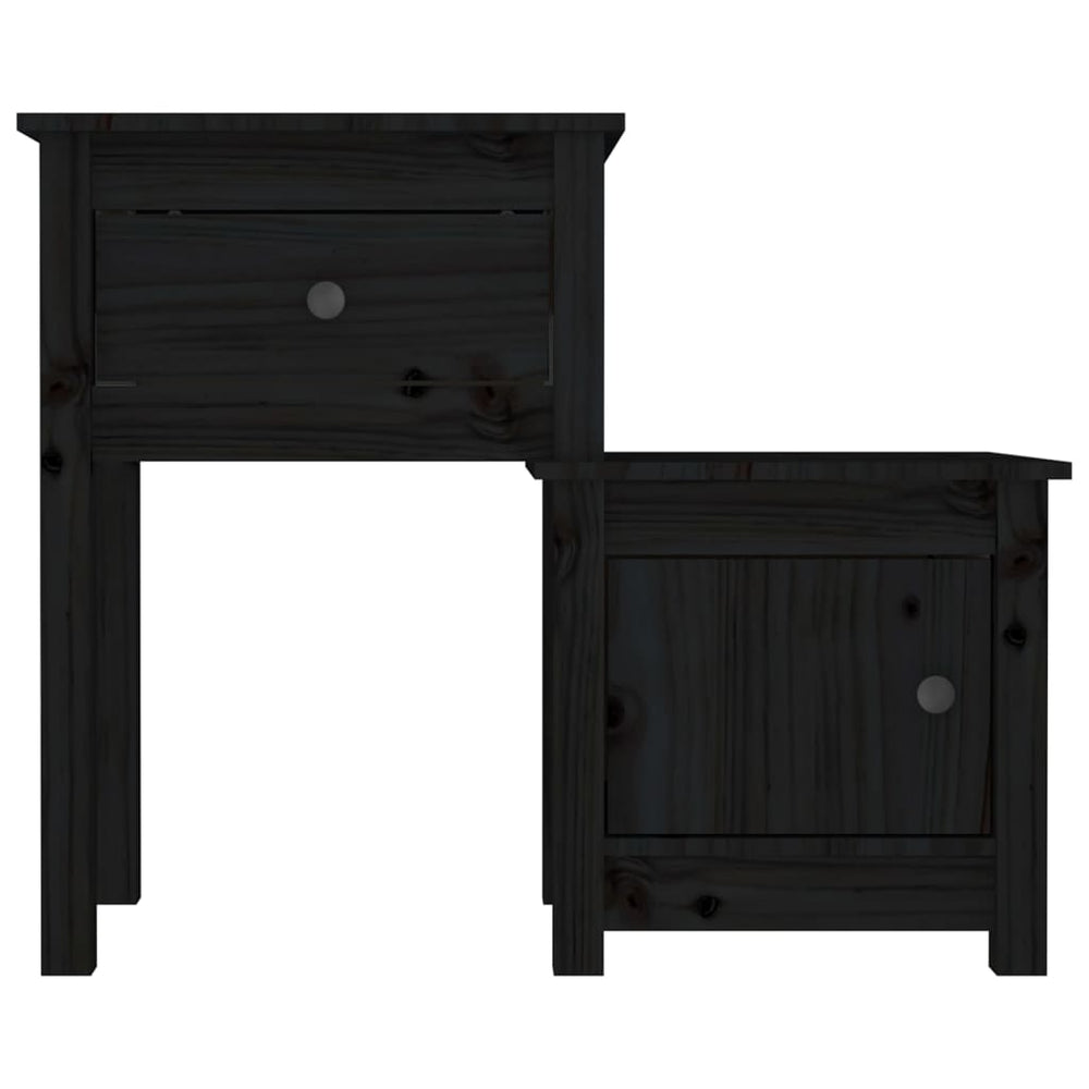 Nachtkastjes 2 st 79,5x38x65,5 cm massief grenenhout zwart MeubelReus