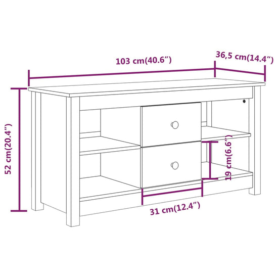 Tv-meubel 103x36,5x52 cm massief grenenhout MeubelReus