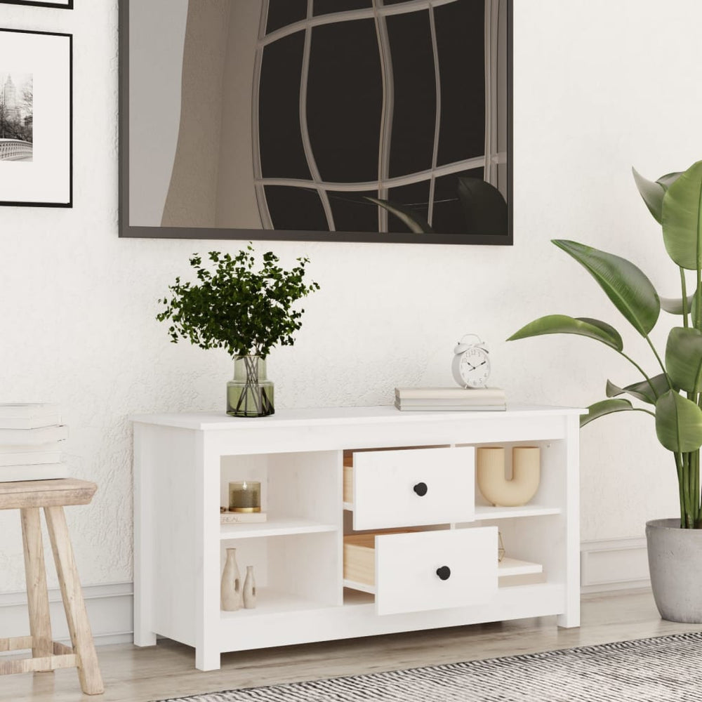 Tv-meubel 103x36,5x52 cm massief grenenhout wit MeubelReus