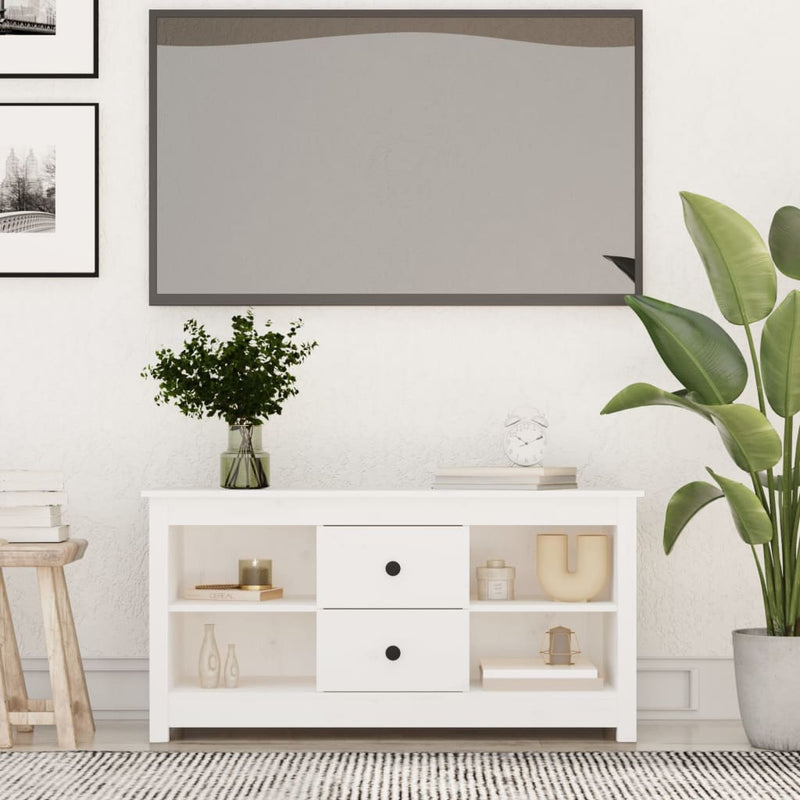 Tv-meubel 103x36,5x52 cm massief grenenhout wit MeubelReus
