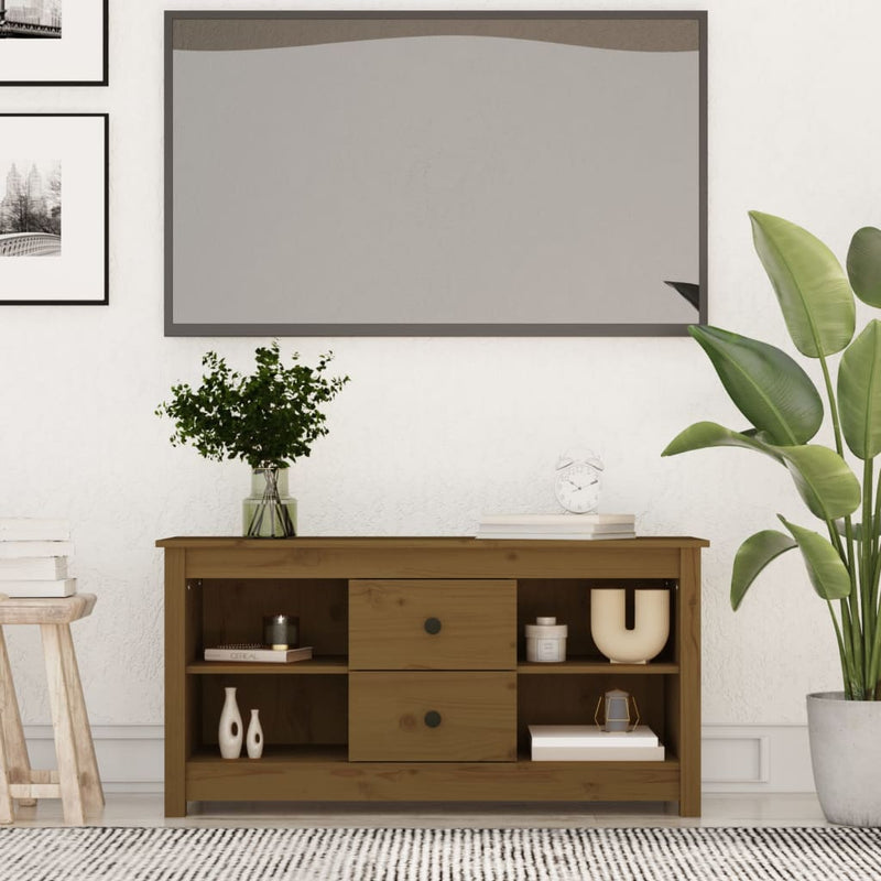 Tv-meubel 103x36,5x52 cm massief grenenhout honingbruin MeubelReus