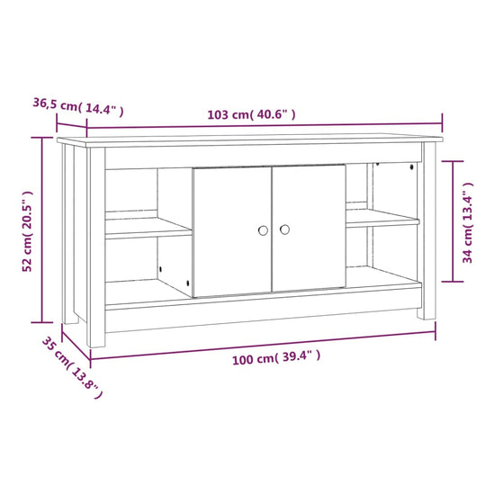 Tv-meubel 103x36,5x52 cm massief grenenhout wit MeubelReus