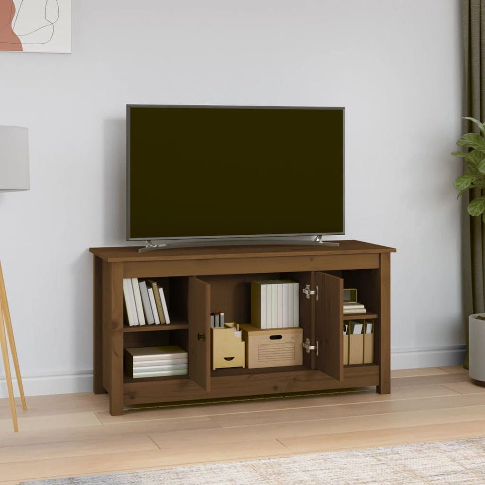 Tv-meubel 103x36,5x52 cm massief grenenhout honingbruin MeubelReus