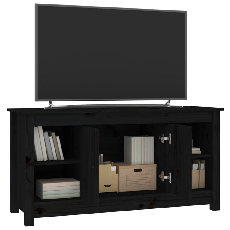 Tv-meubel 103x36,5x52 cm massief grenenhout zwart MeubelReus