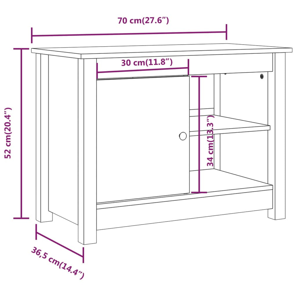 Tv-meubel 70x36,5x52 cm massief grenenhout honingbruin MeubelReus