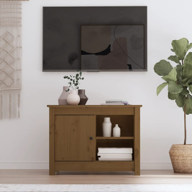 Tv-meubel 70x36,5x52 cm massief grenenhout honingbruin MeubelReus