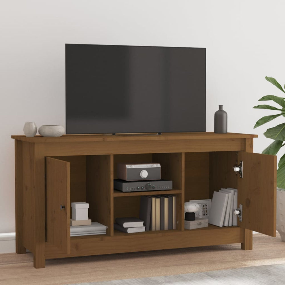 Tv-meubel 103x36,5x52 cm massief grenenhout honingbruin MeubelReus