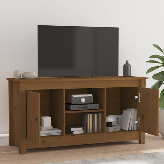 Tv-meubel 103x36,5x52 cm massief grenenhout honingbruin MeubelReus