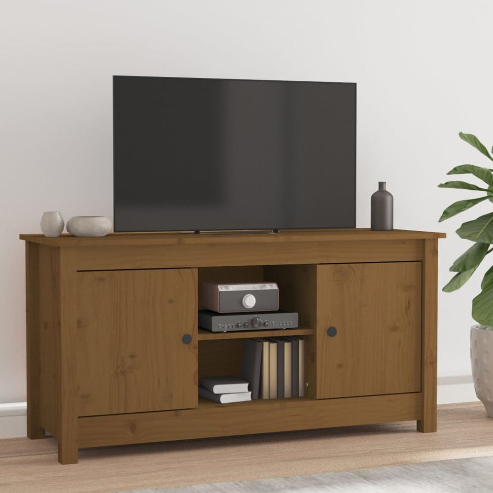 Tv-meubel 103x36,5x52 cm massief grenenhout honingbruin MeubelReus
