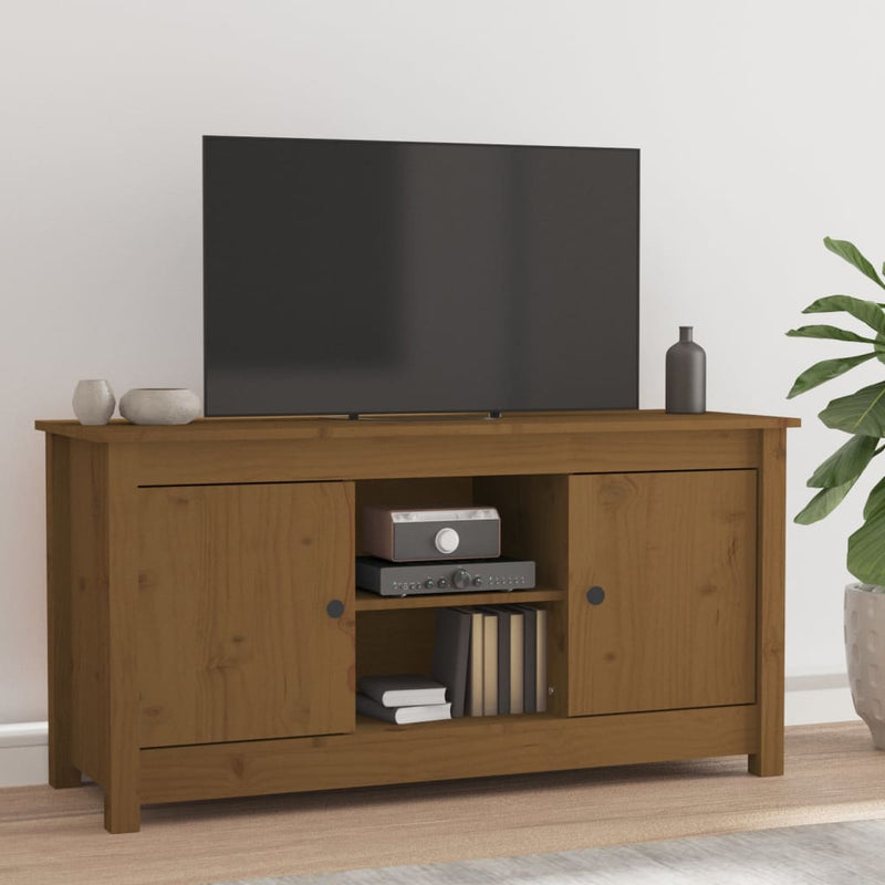 Tv-meubel 103x36,5x52 cm massief grenenhout honingbruin MeubelReus