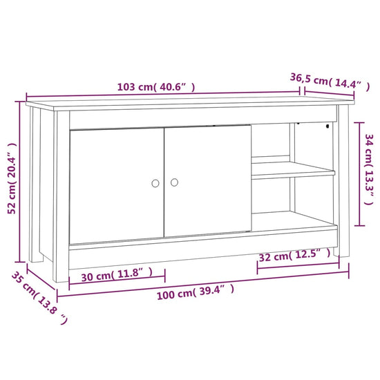 Tv-meubel 103x36,5x52 cm massief grenenhout MeubelReus
