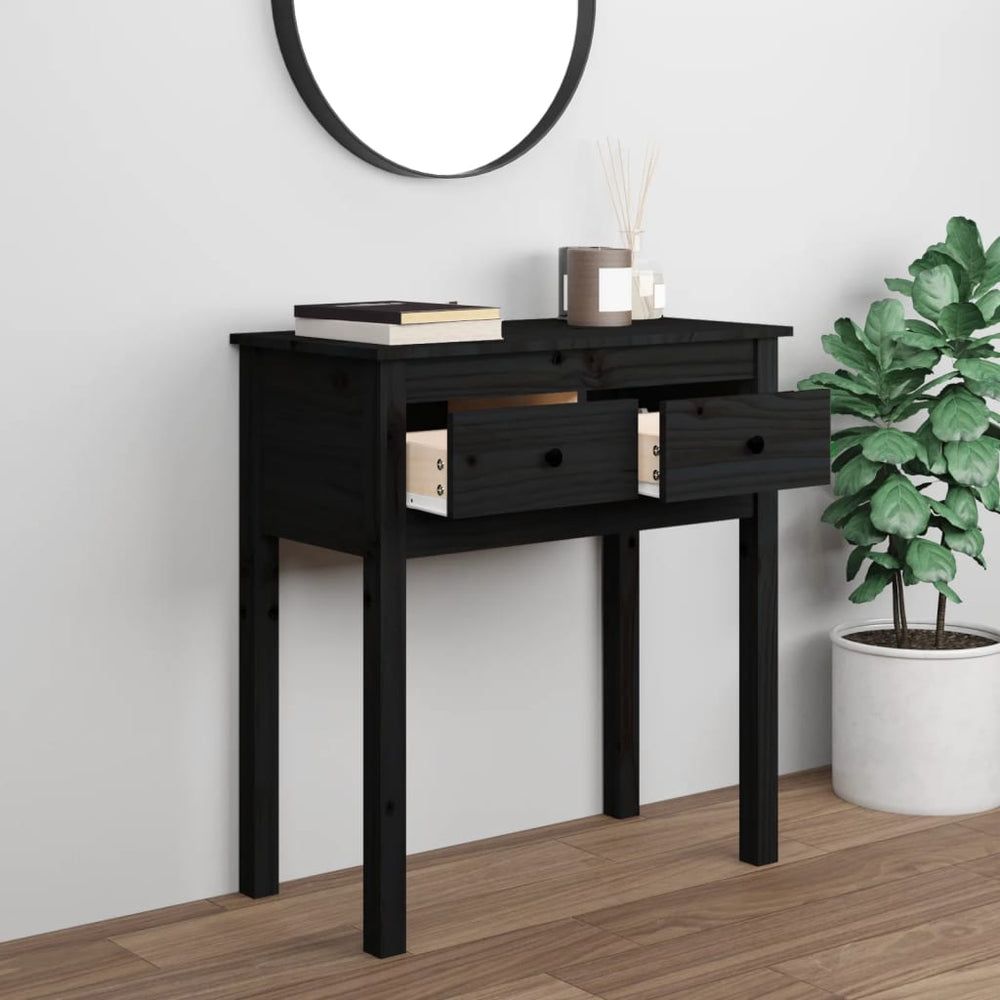 Wandtafel 70x35x75 cm massief grenenhout zwart MeubelReus