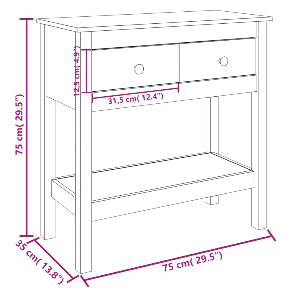 Wandtafel 75x35x75 cm massief grenenhout honingbruin MeubelReus