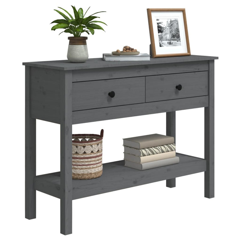 Wandtafel 100x35x75 cm massief grenenhout grijs MeubelReus