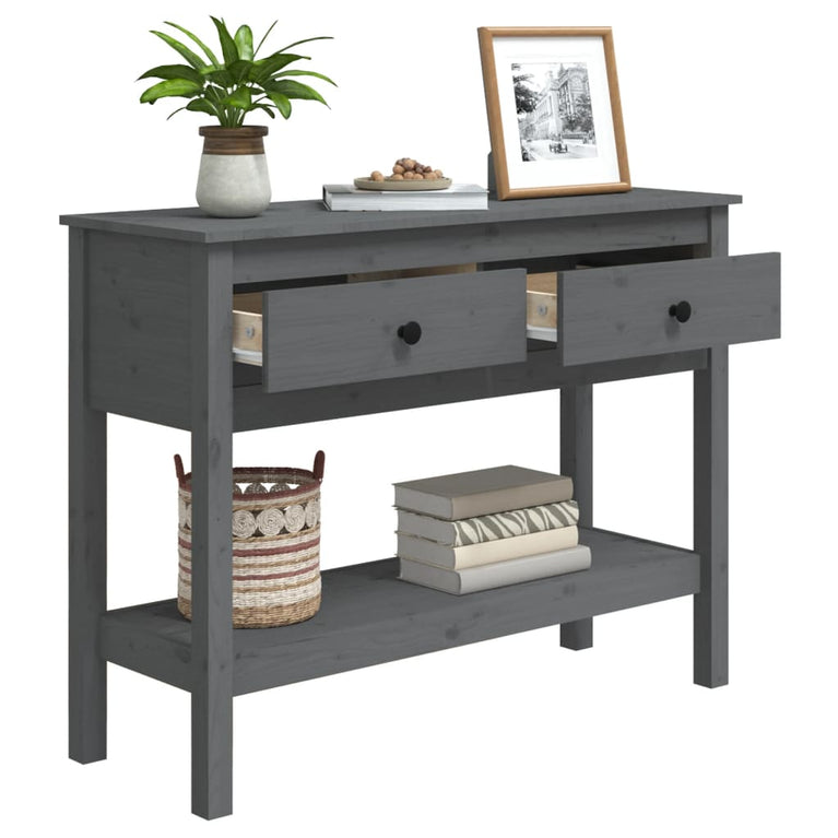 Wandtafel 100x35x75 cm massief grenenhout grijs MeubelReus