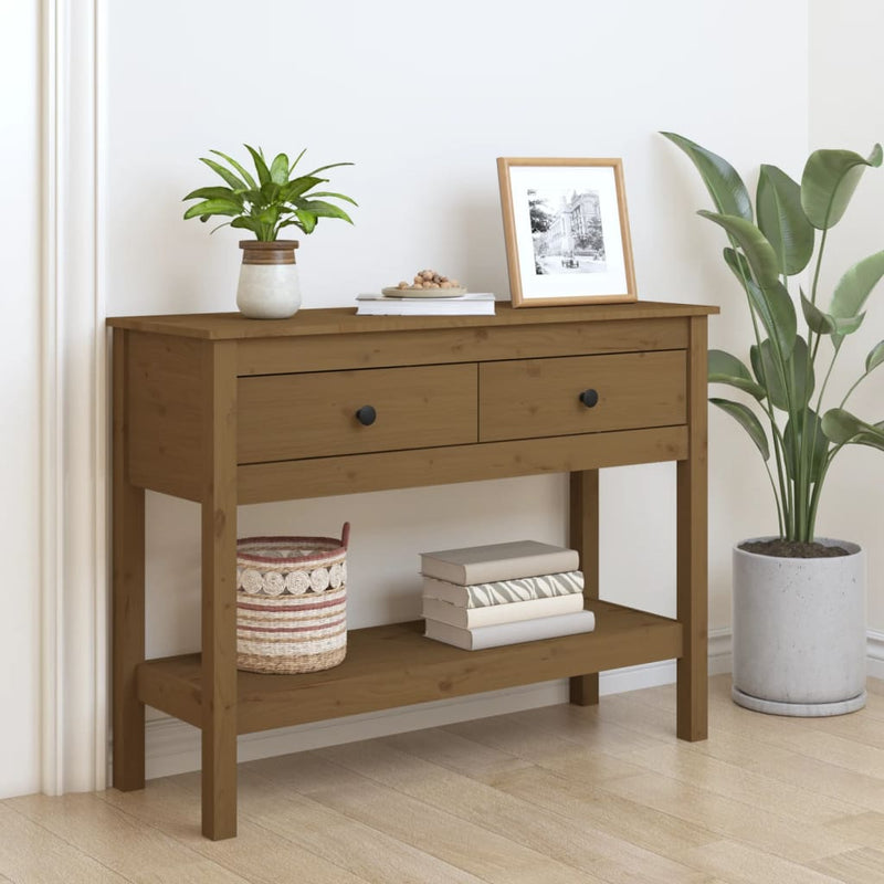 Wandtafel 100x35x75 cm massief grenenhout honingbruin MeubelReus