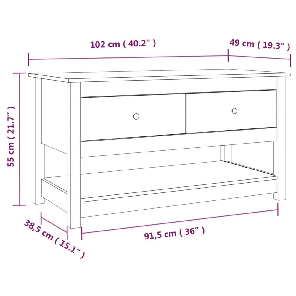 Salontafel 102x49x55 cm massief grenenhout grijs MeubelReus