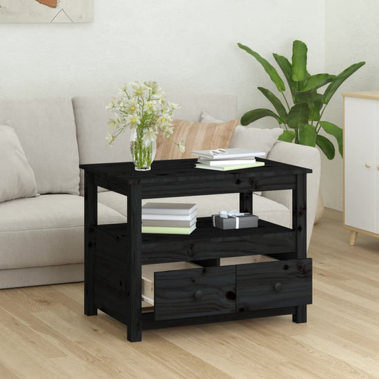 Salontafel 71x49x55 cm massief grenenhout zwart MeubelReus