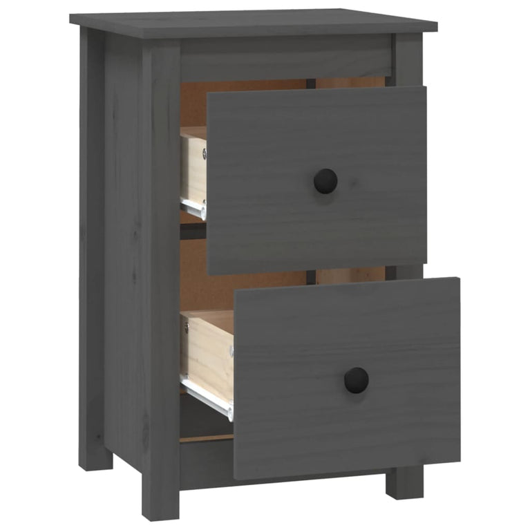 Nachtkastje 40x35x61,5 cm massief grenenhout grijs MeubelReus
