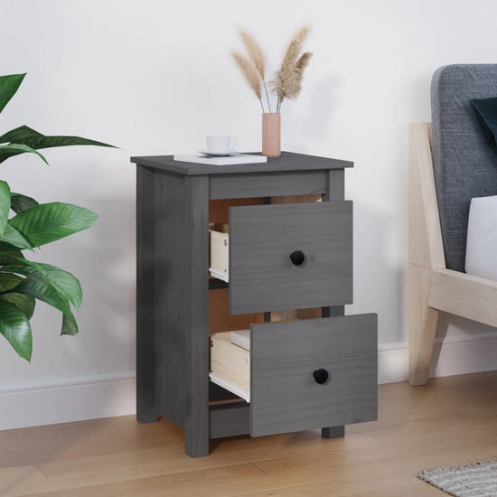 Nachtkastje 40x35x61,5 cm massief grenenhout grijs MeubelReus