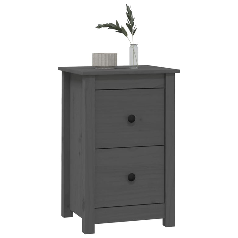 Nachtkastje 40x35x61,5 cm massief grenenhout grijs MeubelReus