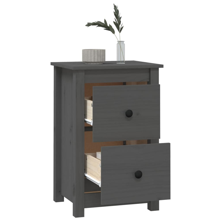 Nachtkastje 40x35x61,5 cm massief grenenhout grijs MeubelReus