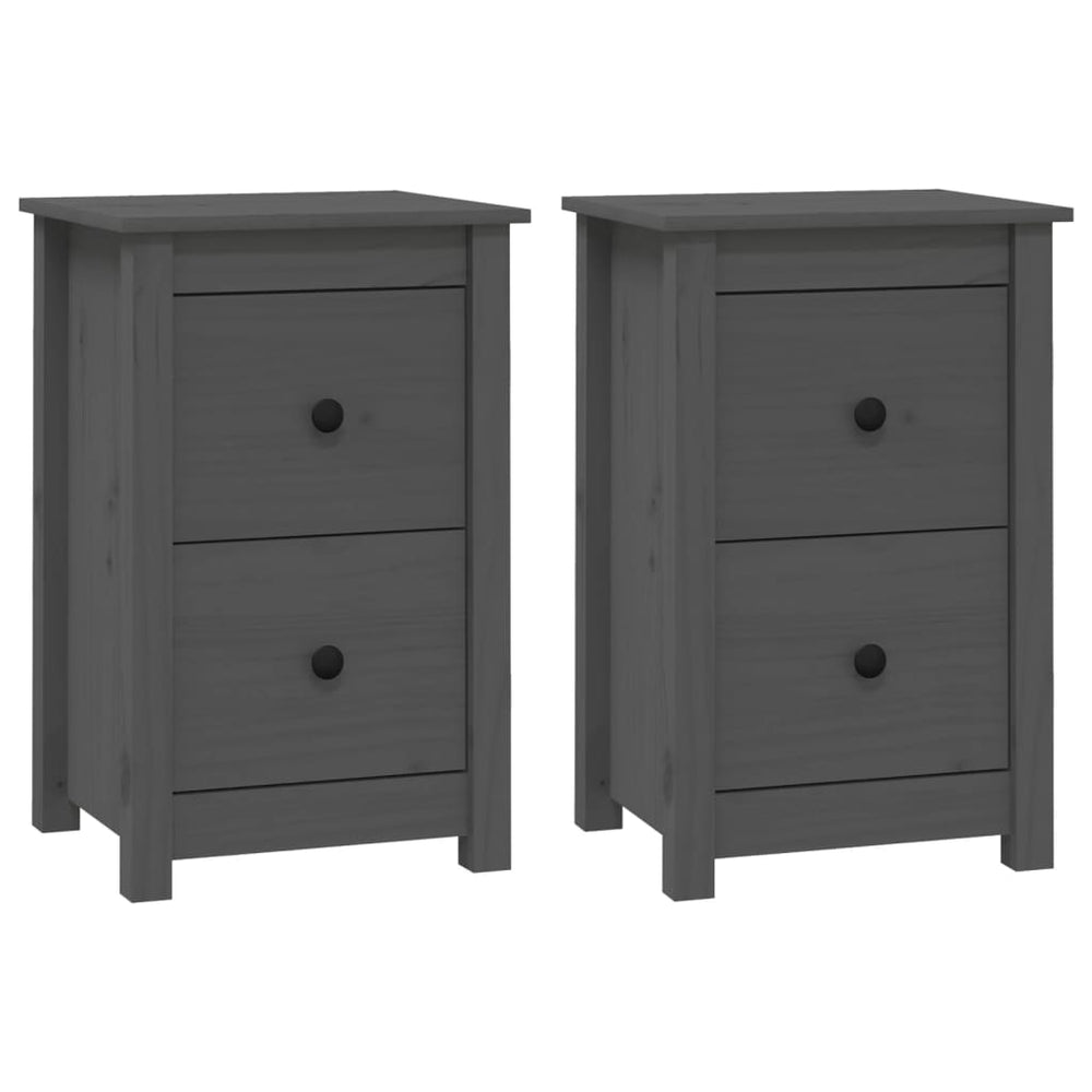 Nachtkastjes 2 st 40x35x61,5 cm massief grenenhout grijs MeubelReus