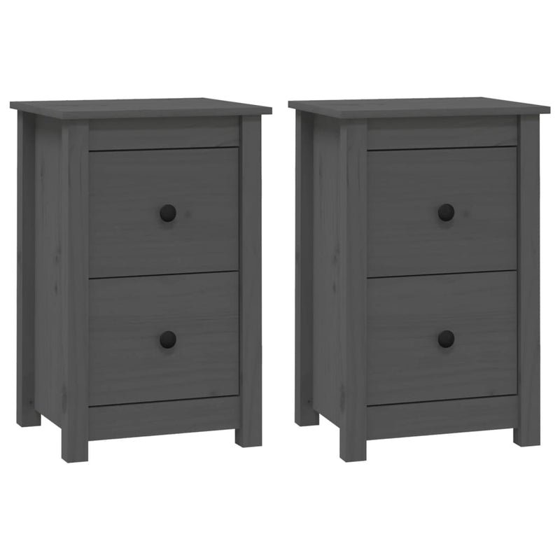Nachtkastjes 2 st 40x35x61,5 cm massief grenenhout grijs MeubelReus