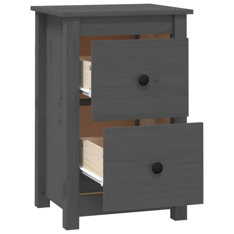 Nachtkastjes 2 st 40x35x61,5 cm massief grenenhout grijs MeubelReus