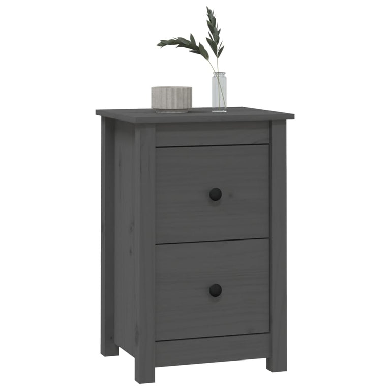 Nachtkastjes 2 st 40x35x61,5 cm massief grenenhout grijs MeubelReus