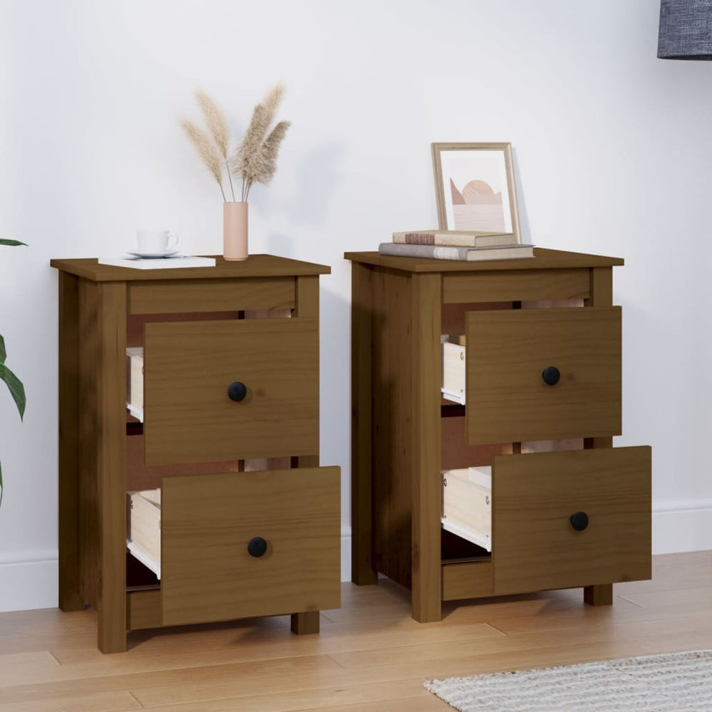 Nachtkastjes 2 st 40x35x61,5 cm massief grenenhout honingbruin MeubelReus