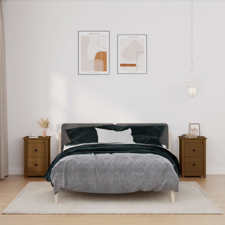 Nachtkastjes 2 st 40x35x61,5 cm massief grenenhout honingbruin MeubelReus