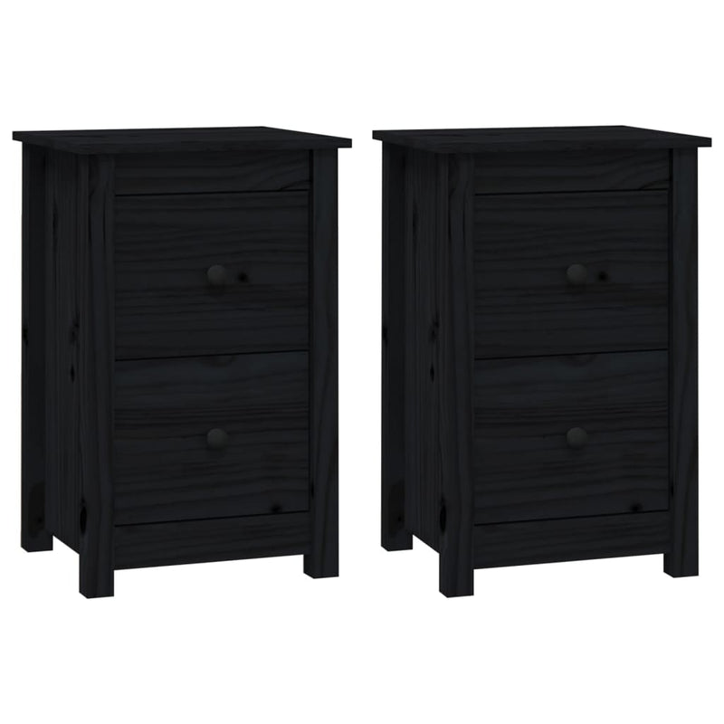 Nachtkastjes 2 st 40x35x61,5 cm massief grenenhout zwart MeubelReus