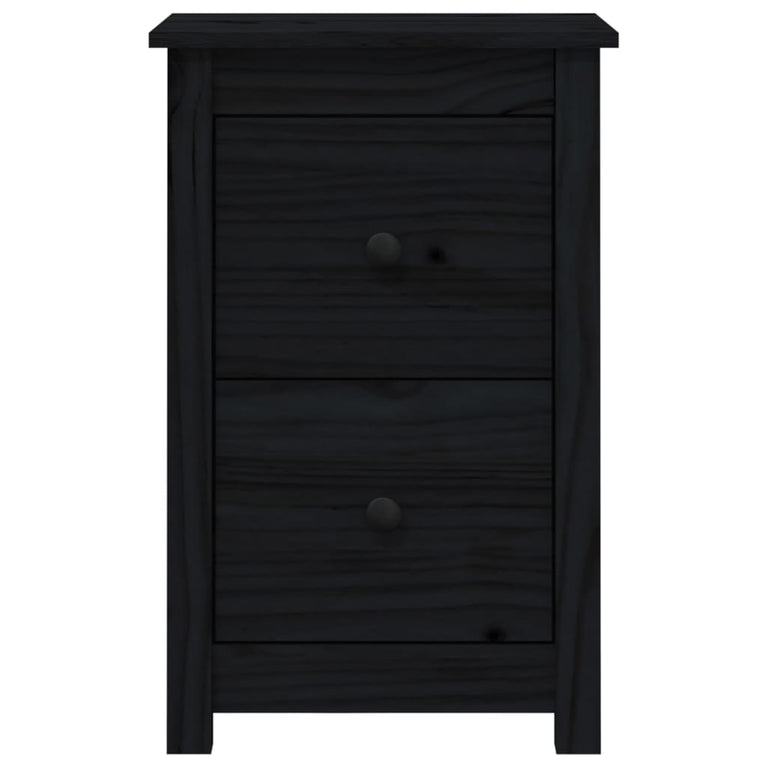Nachtkastjes 2 st 40x35x61,5 cm massief grenenhout zwart MeubelReus