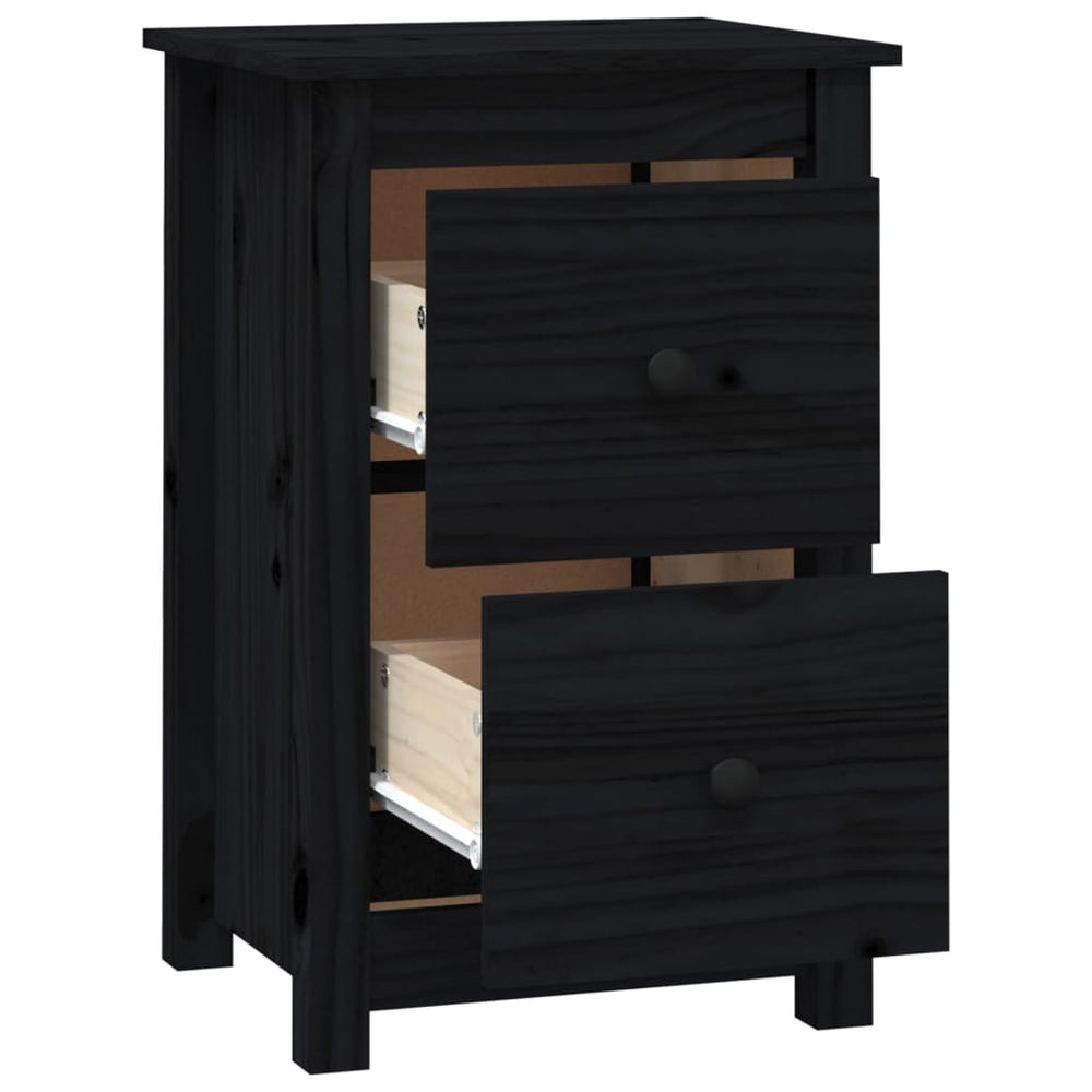 Nachtkastjes 2 st 40x35x61,5 cm massief grenenhout zwart MeubelReus