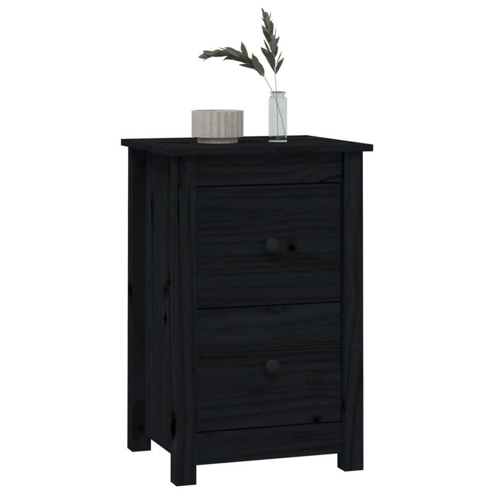 Nachtkastjes 2 st 40x35x61,5 cm massief grenenhout zwart MeubelReus