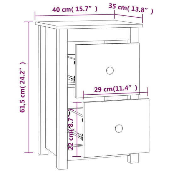 Nachtkastjes 2 st 40x35x61,5 cm massief grenenhout zwart MeubelReus