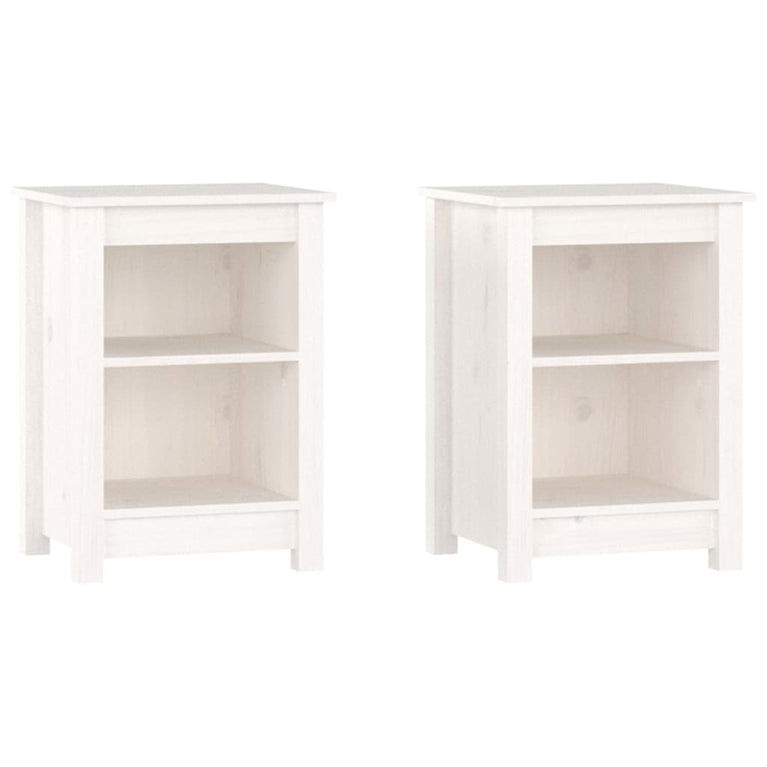 Nachtkastjes 2 st 40x35x55 cm massief grenenhout wit MeubelReus