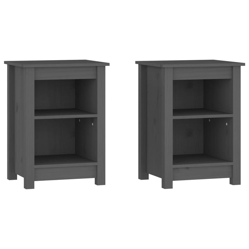 Nachtkastjes 2 st 40x35x55 cm massief grenenhout grijs MeubelReus