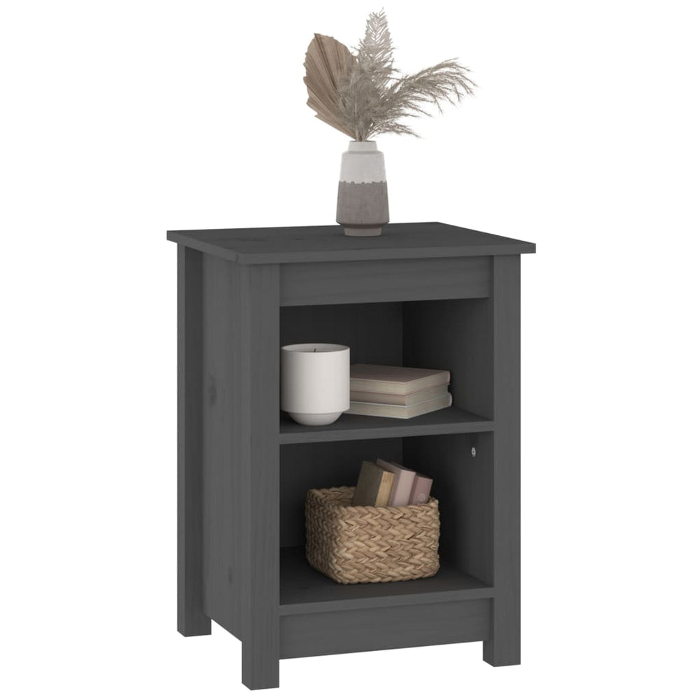 Nachtkastjes 2 st 40x35x55 cm massief grenenhout grijs MeubelReus