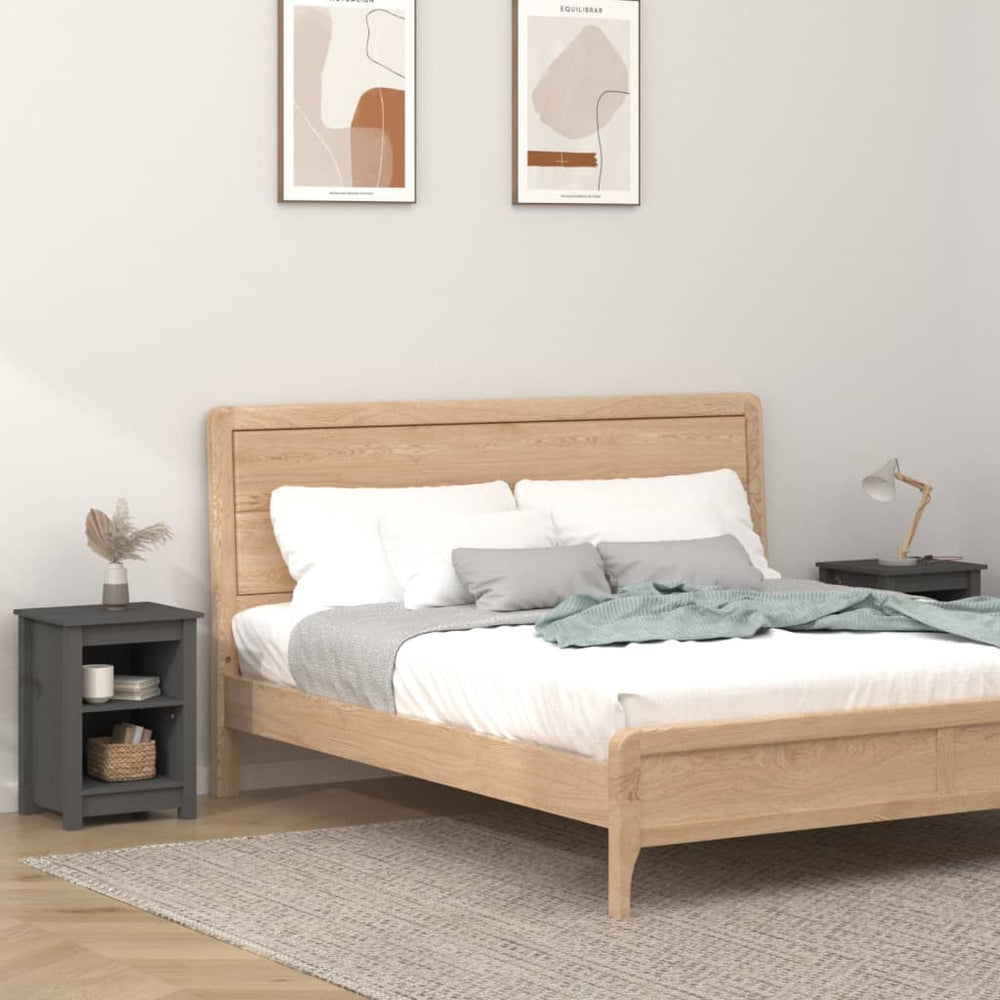 Nachtkastjes 2 st 40x35x55 cm massief grenenhout grijs MeubelReus