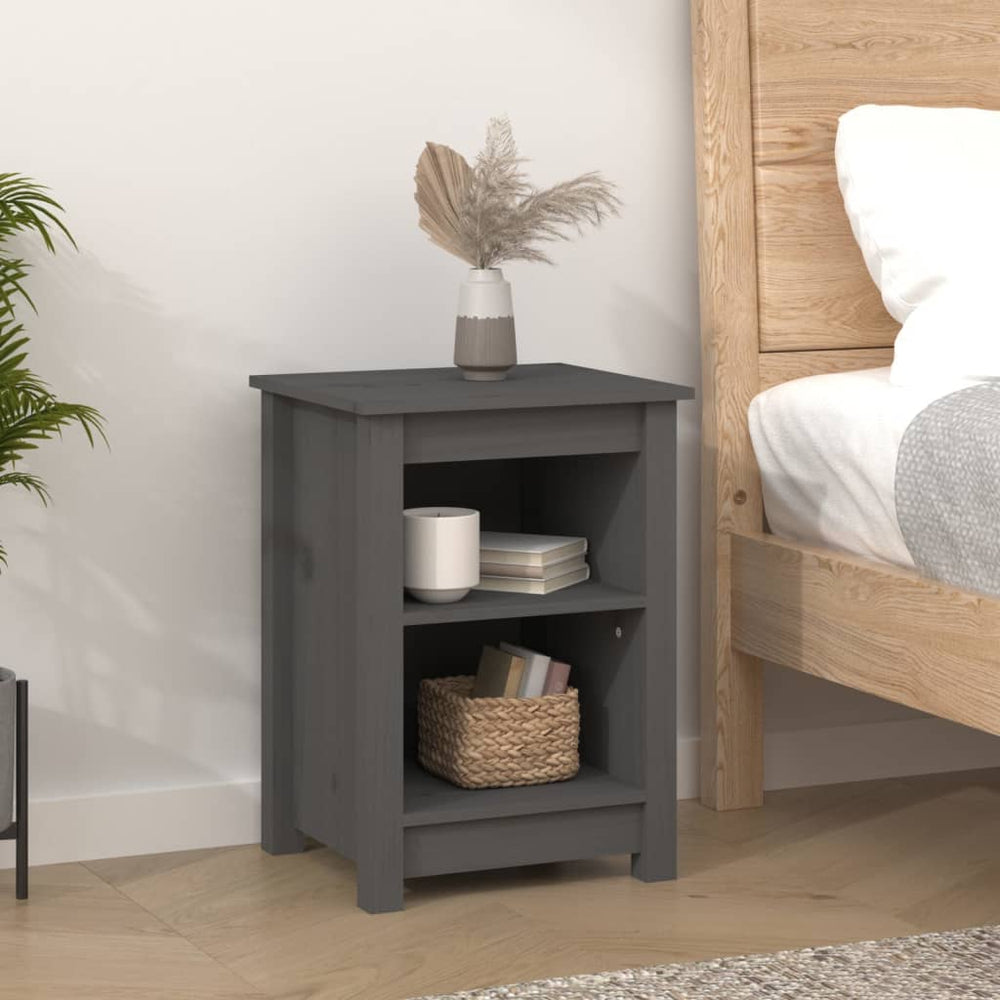 Nachtkastjes 2 st 40x35x55 cm massief grenenhout grijs MeubelReus
