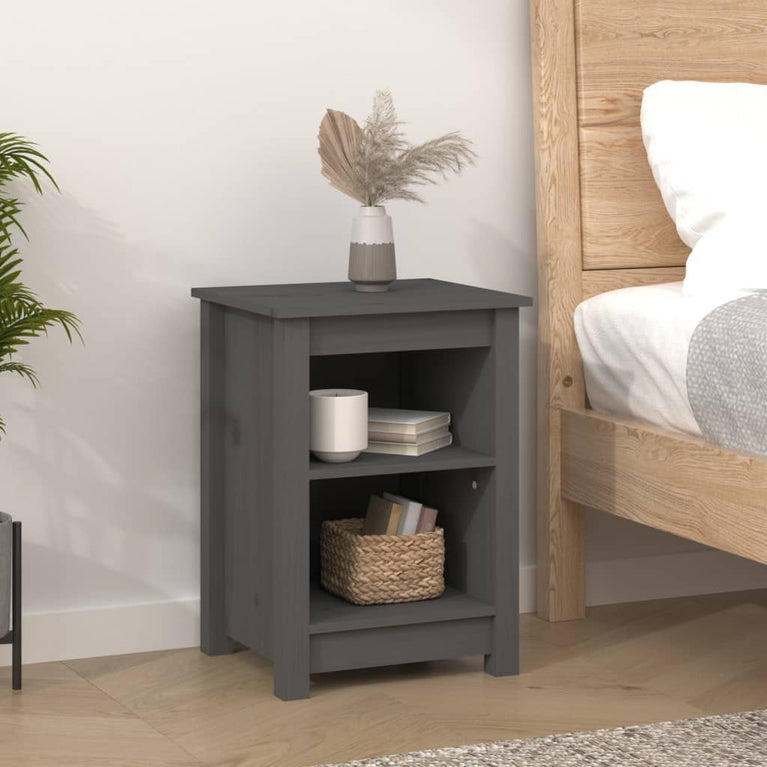 Nachtkastjes 2 st 40x35x55 cm massief grenenhout grijs MeubelReus