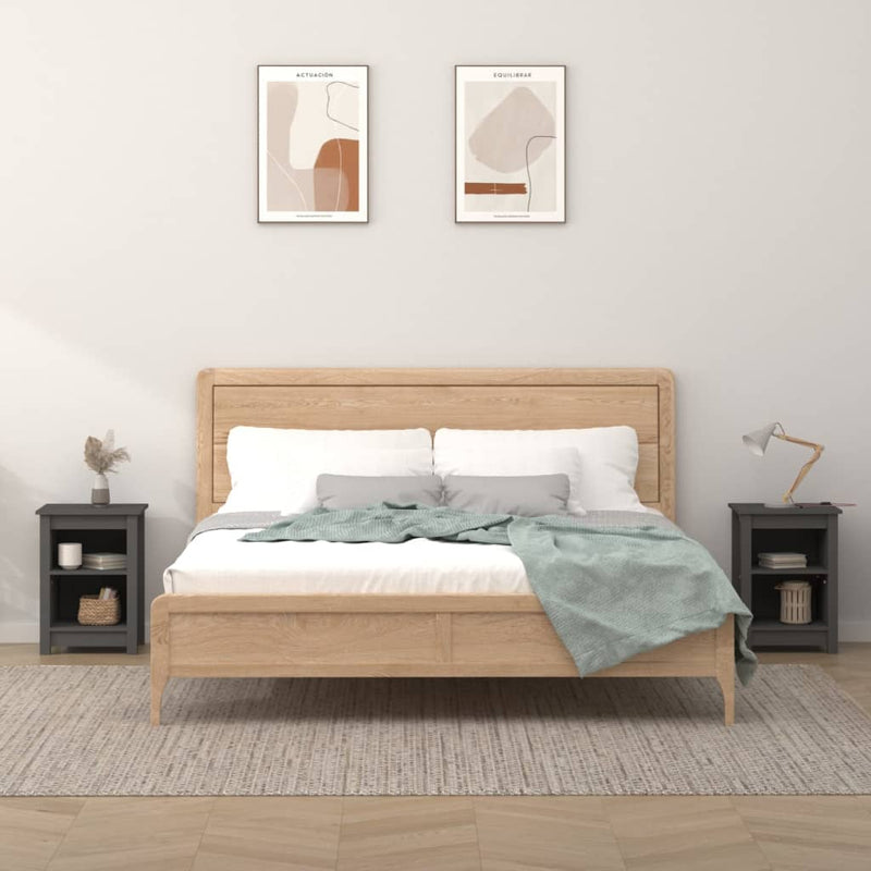 Nachtkastjes 2 st 40x35x55 cm massief grenenhout grijs MeubelReus